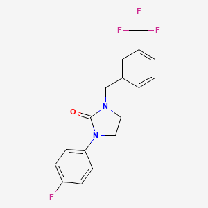molecular formula C17H14F4N2O B2917755 1-(4-fluorophenyl)-3-[3-(trifluoromethyl)benzyl]tetrahydro-2H-imidazol-2-one CAS No. 866149-50-0