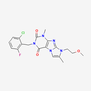 molecular formula C19H19ClFN5O3 B2917757 3-(2-氯-6-氟苄基)-8-(2-甲氧基乙基)-1,7-二甲基-1H-咪唑并[2,1-f]嘌呤-2,4(3H,8H)-二酮 CAS No. 887465-35-2