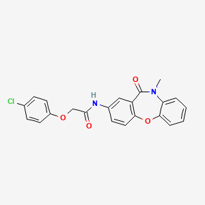 molecular formula C22H17ClN2O4 B2917758 2-(4-chlorophenoxy)-N-(10-methyl-11-oxo-10,11-dihydrodibenzo[b,f][1,4]oxazepin-2-yl)acetamide CAS No. 922055-14-9