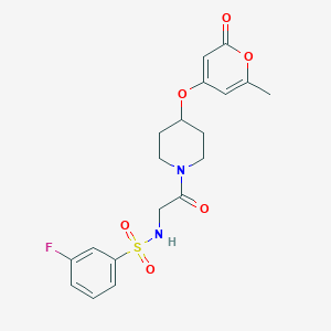 B2917774 3-fluoro-N-(2-(4-((6-methyl-2-oxo-2H-pyran-4-yl)oxy)piperidin-1-yl)-2-oxoethyl)benzenesulfonamide CAS No. 1798491-84-5