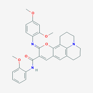 molecular formula C31H31N3O5 B2917776 (11Z)-11-[(2,4-二甲氧基苯基)亚氨基]-N-(2-甲氧基苯基)-2,3,6,7-四氢-1H,5H,11H-吡喃并[2,3-f]吡啶并[3,2,1-ij]喹啉-10-甲酰胺 CAS No. 1321802-23-6