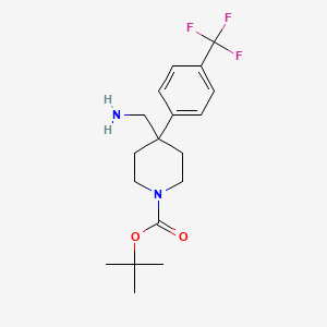 molecular formula C18H25F3N2O2 B2917781 叔丁基 4-(氨基甲基)-4-[4-(三氟甲基)苯基]哌啶-1-羧酸酯 CAS No. 1779133-88-8