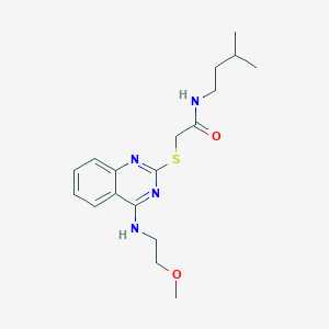 B2917791 N-isopentyl-2-((4-((2-methoxyethyl)amino)quinazolin-2-yl)thio)acetamide CAS No. 422533-07-1