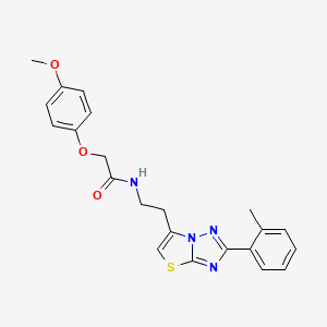 molecular formula C22H22N4O3S B2917793 2-(4-甲氧基苯氧基)-N-(2-(2-(邻甲苯基)噻唑并[3,2-b][1,2,4]三唑-6-基)乙基)乙酰胺 CAS No. 941945-25-1