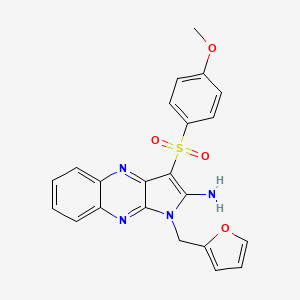 B2917795 1-(Furan-2-ylmethyl)-3-(4-methoxyphenyl)sulfonylpyrrolo[3,2-b]quinoxalin-2-amine CAS No. 848684-92-4