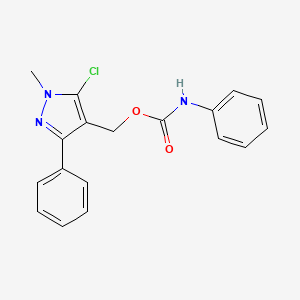 B2917800 (5-chloro-1-methyl-3-phenyl-1H-pyrazol-4-yl)methyl N-phenylcarbamate CAS No. 318248-39-4