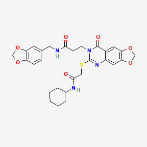 N-(1,3-benzodioxol-5-ylmethyl)-3-[6-{[2-(cyclohexylamino)-2-oxoethyl]thio}-8-oxo[1,3]dioxolo[4,5-g]quinazolin-7(8H)-yl]propanamide