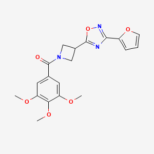 molecular formula C19H19N3O6 B2917827 (3-(3-(Furan-2-yl)-1,2,4-oxadiazol-5-yl)azetidin-1-yl)(3,4,5-trimethoxyphenyl)methanone CAS No. 1428372-85-3