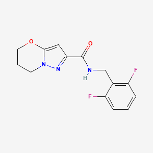 molecular formula C14H13F2N3O2 B2917828 N-(2,6-difluorobenzyl)-6,7-dihydro-5H-pyrazolo[5,1-b][1,3]oxazine-2-carboxamide CAS No. 1448046-31-8