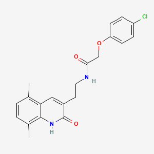 2-(4-chlorophenoxy)-N-[2-(5,8-dimethyl-2-oxo-1H-quinolin-3-yl)ethyl]acetamide