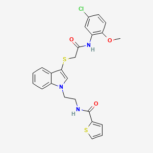 molecular formula C24H22ClN3O3S2 B2917842 N-(2-(3-((2-((5-chloro-2-methoxyphenyl)amino)-2-oxoethyl)thio)-1H-indol-1-yl)ethyl)thiophene-2-carboxamide CAS No. 851715-13-4