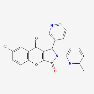 molecular formula C22H14ClN3O3 B2917850 7-氯-2-(6-甲基吡啶-2-基)-1-(吡啶-3-基)-1,2-二氢色满并[2,3-c]吡咯-3,9-二酮 CAS No. 902024-76-4