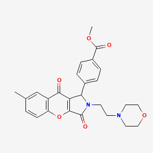 molecular formula C26H26N2O6 B2917868 4-[7-甲基-2-(2-吗啉-4-基乙基)-3,9-二氧代-1H-色满[2,3-c]吡咯-1-基]苯甲酸甲酯 CAS No. 634574-40-6