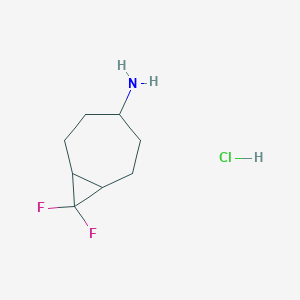 molecular formula C8H14ClF2N B2917872 8,8-二氟双环[5.1.0]辛烷-4-胺；盐酸盐 CAS No. 2253640-60-5