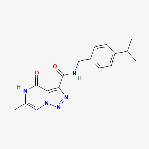 molecular formula C17H19N5O2 B2917882 N-(4-isopropylbenzyl)-6-methyl-4-oxo-4,5-dihydro[1,2,3]triazolo[1,5-a]pyrazine-3-carboxamide CAS No. 1775471-23-2