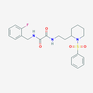 molecular formula C22H26FN3O4S B2917885 N1-(2-氟苄基)-N2-(2-(1-(苯磺酰基)哌啶-2-基)乙基)草酰胺 CAS No. 898444-87-6