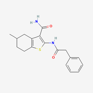 molecular formula C18H20N2O2S B2917893 5-Methyl-2-(2-phenylacetamido)-4,5,6,7-tetrahydrobenzo[b]thiophene-3-carboxamide CAS No. 392239-07-5