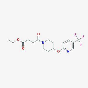 molecular formula C17H21F3N2O4 B2917902 Ethyl 4-oxo-4-(4-((5-(trifluoromethyl)pyridin-2-yl)oxy)piperidin-1-yl)butanoate CAS No. 1421443-14-2