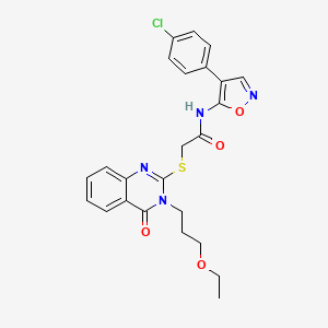 molecular formula C24H23ClN4O4S B2917925 N-(4-(4-chlorophenyl)isoxazol-5-yl)-2-((3-(3-ethoxypropyl)-4-oxo-3,4-dihydroquinazolin-2-yl)thio)acetamide CAS No. 1112383-62-6