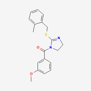 (3-methoxyphenyl)(2-((2-methylbenzyl)thio)-4,5-dihydro-1H-imidazol-1-yl)methanone