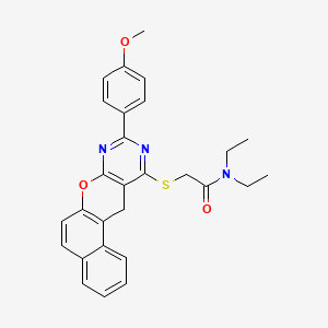 molecular formula C28H27N3O3S B2917954 N,N-Diethyl-2-{[2-(4-methoxyphenyl)-5H-12-oxa-1,3-diazatetraphen-4-YL]sulfanyl}acetamide CAS No. 895651-34-0