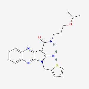 molecular formula C22H25N5O2S B2918027 2-amino-N-(3-propan-2-yloxypropyl)-1-(thiophen-2-ylmethyl)pyrrolo[3,2-b]quinoxaline-3-carboxamide CAS No. 848681-94-7