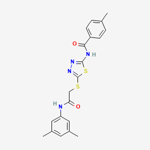 molecular formula C20H20N4O2S2 B2918031 N-(5-((2-((3,5-dimethylphenyl)amino)-2-oxoethyl)thio)-1,3,4-thiadiazol-2-yl)-4-methylbenzamide CAS No. 392296-27-4