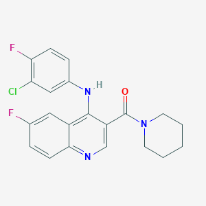 (4-((3-Chloro-4-fluorophenyl)amino)-6-fluoroquinolin-3-yl)(piperidin-1-yl)methanone