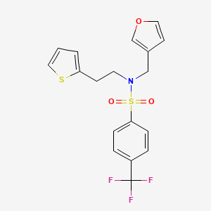molecular formula C18H16F3NO3S2 B2918036 N-(呋喃-3-基甲基)-N-(2-(噻吩-2-基)乙基)-4-(三氟甲基)苯磺酰胺 CAS No. 1428379-28-5