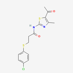 N-(5-acetyl-4-methylthiazol-2-yl)-3-((4-chlorophenyl)thio)propanamide