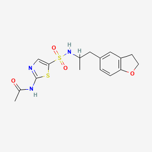 molecular formula C16H19N3O4S2 B2918044 N-(5-(N-(1-(2,3-dihydrobenzofuran-5-yl)propan-2-yl)sulfamoyl)thiazol-2-yl)acetamide CAS No. 2034484-64-3