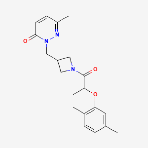 molecular formula C20H25N3O3 B2918053 2-[[1-[2-(2,5-Dimethylphenoxy)propanoyl]azetidin-3-yl]methyl]-6-methylpyridazin-3-one CAS No. 2309575-14-0