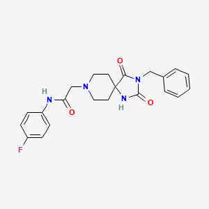 molecular formula C22H23FN4O3 B2918059 2-(3-benzyl-2,4-dioxo-1,3,8-triazaspiro[4.5]decan-8-yl)-N-(4-fluorophenyl)acetamide CAS No. 942006-34-0