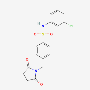 molecular formula C17H15ClN2O4S B2918064 1-[(4-{[(3-Chlorophenyl)amino]sulfonyl}phenyl)methyl]azolidine-2,5-dione CAS No. 940984-05-4