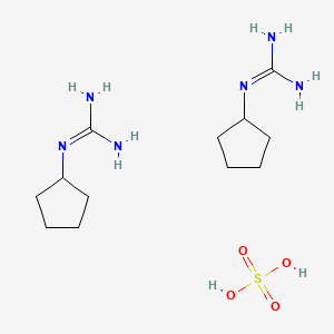 molecular formula C12H28N6O4S B2918066 Bis(2-cyclopentylguanidine); sulfuric acid CAS No. 1315368-20-7; 45715-47-7
