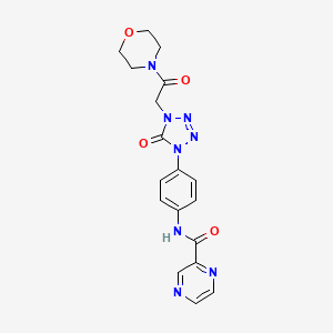molecular formula C18H18N8O4 B2918072 N-(4-(4-(2-morpholino-2-oxoethyl)-5-oxo-4,5-dihydro-1H-tetrazol-1-yl)phenyl)pyrazine-2-carboxamide CAS No. 1396882-55-5