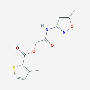 molecular formula C12H12N2O4S B2918086 [(5-Methyl-1,2-oxazol-3-yl)carbamoyl]methyl 3-methylthiophene-2-carboxylate CAS No. 923753-61-1