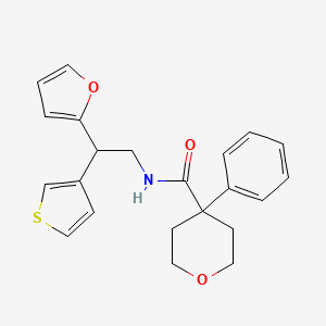 N-[2-(furan-2-yl)-2-(thiophen-3-yl)ethyl]-4-phenyloxane-4-carboxamide