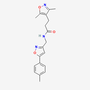 molecular formula C19H21N3O3 B2918093 3-(3,5-二甲基异恶唑-4-基)-N-((5-(对甲苯基)异恶唑-3-基)甲基)丙酰胺 CAS No. 1209267-96-8