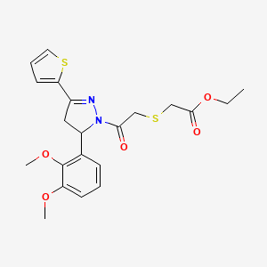 ethyl 2-((2-(5-(2,3-dimethoxyphenyl)-3-(thiophen-2-yl)-4,5-dihydro-1H-pyrazol-1-yl)-2-oxoethyl)thio)acetate