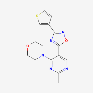 molecular formula C15H15N5O2S B2918097 4-(2-Methyl-5-(3-(thiophen-3-yl)-1,2,4-oxadiazol-5-yl)pyrimidin-4-yl)morpholine CAS No. 2034511-40-3