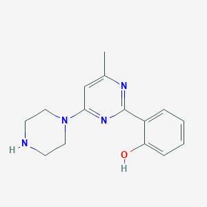 molecular formula C15H18N4O B2918099 2-(4-甲基-6-哌嗪-1-基嘧啶-2-基)苯酚 CAS No. 330982-03-1