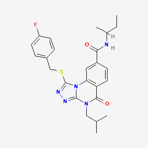 molecular formula C25H28FN5O2S B2918100 N-(sec-butyl)-1-((4-fluorobenzyl)thio)-4-isobutyl-5-oxo-4,5-dihydro-[1,2,4]triazolo[4,3-a]quinazoline-8-carboxamide CAS No. 1114830-54-4