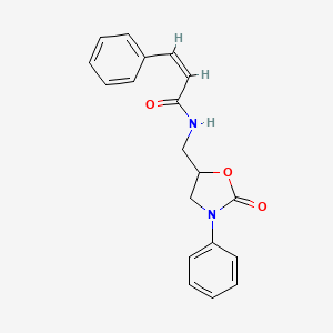 molecular formula C19H18N2O3 B2918103 (Z)-N-((2-oxo-3-phenyloxazolidin-5-yl)methyl)-3-phenylacrylamide CAS No. 946269-30-3