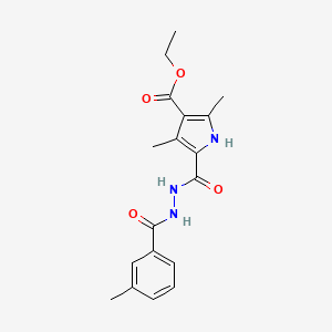 molecular formula C18H21N3O4 B2918104 2,4-二甲基-5-[[(3-甲基苯甲酰)氨基]氨基羰基]-1H-吡咯-3-羧酸乙酯 CAS No. 865615-23-2