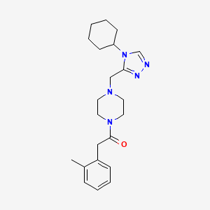 molecular formula C22H31N5O B2918108 1-[(4-环己基-4H-1,2,4-三唑-3-基)甲基]-4-[(2-甲苯基)乙酰基]哌嗪 CAS No. 1396680-75-3