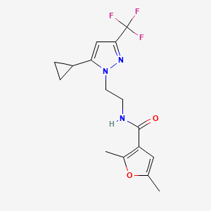 molecular formula C16H18F3N3O2 B2918109 N-(2-(5-环丙基-3-(三氟甲基)-1H-吡唑-1-基)乙基)-2,5-二甲基呋喃-3-甲酰胺 CAS No. 1798028-59-7