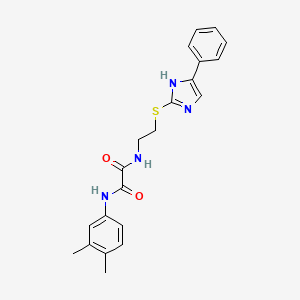 molecular formula C21H22N4O2S B2918111 N1-(3,4-dimethylphenyl)-N2-(2-((4-phenyl-1H-imidazol-2-yl)thio)ethyl)oxalamide CAS No. 897457-04-4