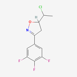 molecular formula C11H9ClF3NO B2918115 5-(1-Chloroethyl)-3-(3,4,5-trifluorophenyl)-4,5-dihydro-1,2-oxazole CAS No. 1557686-97-1
