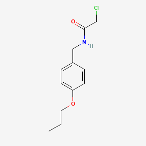molecular formula C12H16ClNO2 B2918123 2-chloro-N-[(4-propoxyphenyl)methyl]acetamide CAS No. 81494-08-8